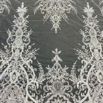 Beaded Lace Fabric Embroidered on 100% Polyester Net Mesh