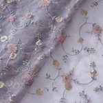 Beautiful Multi Color Sequins Floral Embroidery Work On Lavender Soft