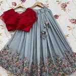 Buy Party Wear Dark Grey Sequins Work Georgette Kids Lehenga