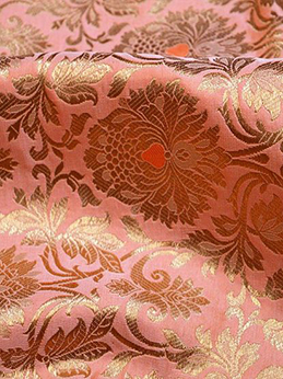 Buy Peach Brocade Fabric by the Yard Banarasi Fabric Banaras