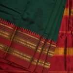 Dark Green Narayanpet Silk Handloom Plain Saree