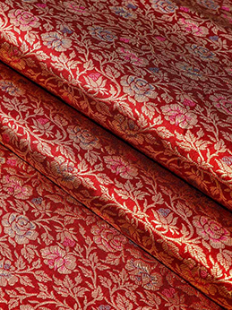 Deep Maroon Pure Katan Silk Banarasi Handloom Fabric