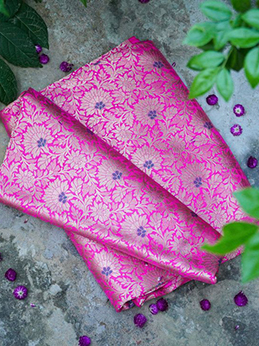 Handwoven Brocade Mashru Silk Banarasi Fabric