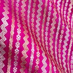 Magenta Pink Striped Woven Banarasi Silk Fabric