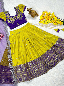 NAVRATRI SPECIAL MONO SILK DESIGNER READYMADE KIDS LEHENGA CHOLI