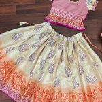 PINK WEAVING JUTE SILK KIDS LEHENGA CHOLI