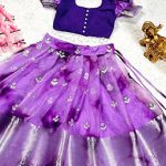 Purple Traditional Embroidery Kids Lehenga Blouse for Festivals