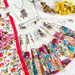 WHITE SHADES KALAMKARI PRINTED KIDS LEHENGA CHOLI